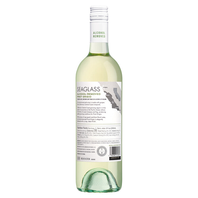 Seaglass Pinot Grigio Alcohol Removed Monterey County - 750ML - Back