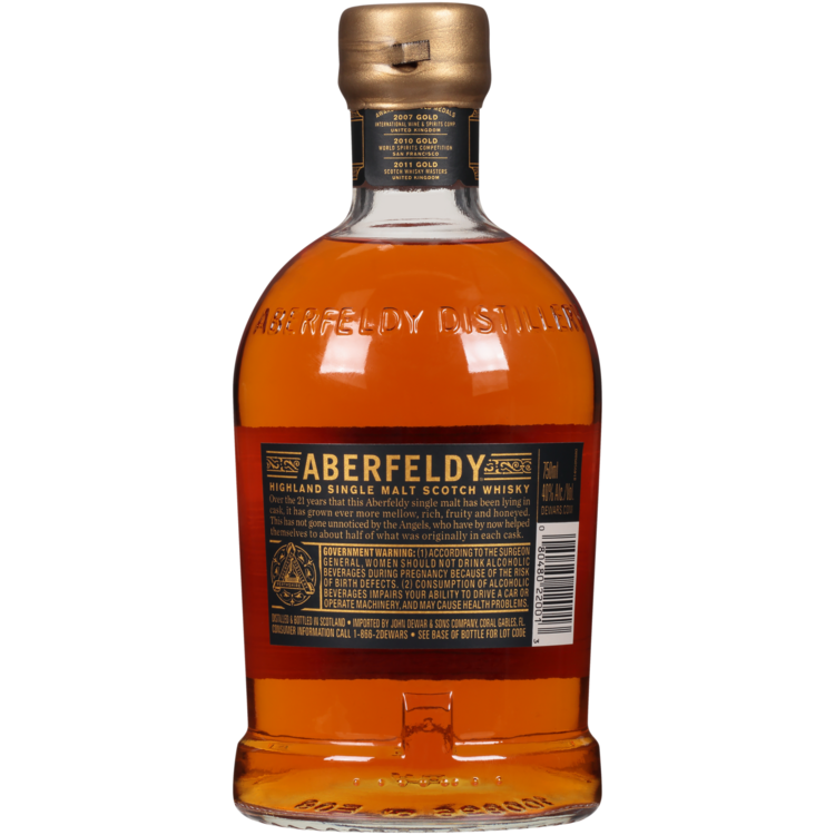 Aberfeldy Single Malt Scotch Whisky 21 Yr 80 W/ Gift Box - 750ML - Back