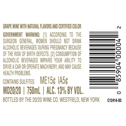 Md 20/20 Dragon Fruit Flavored Wine - 750ML - Back Label