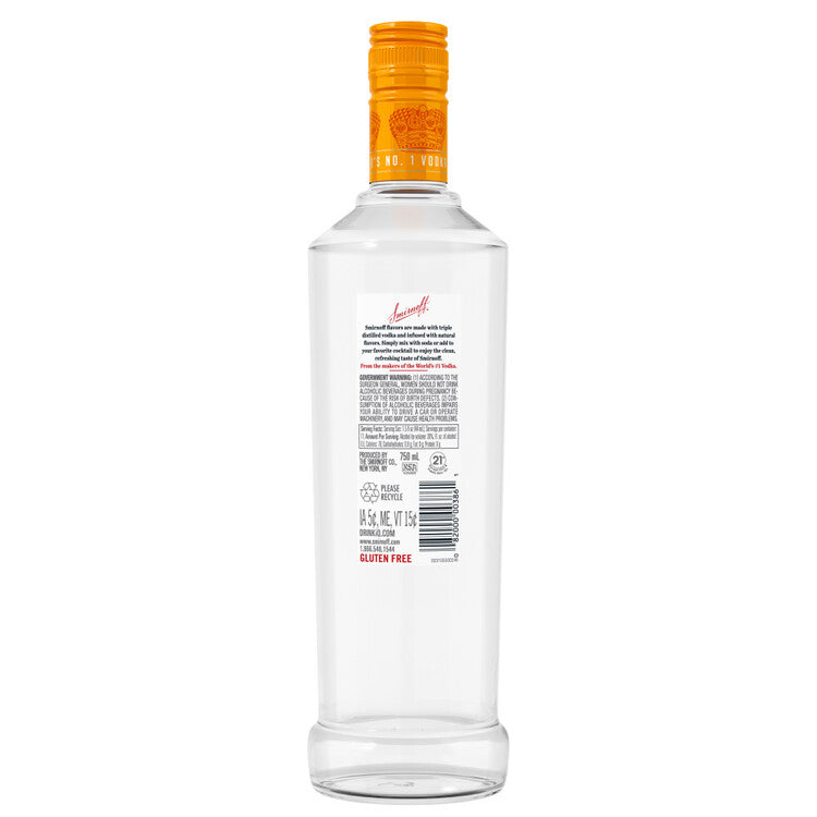 Smirnoff Orange Flavored Vodka 60 - 750ML - Back