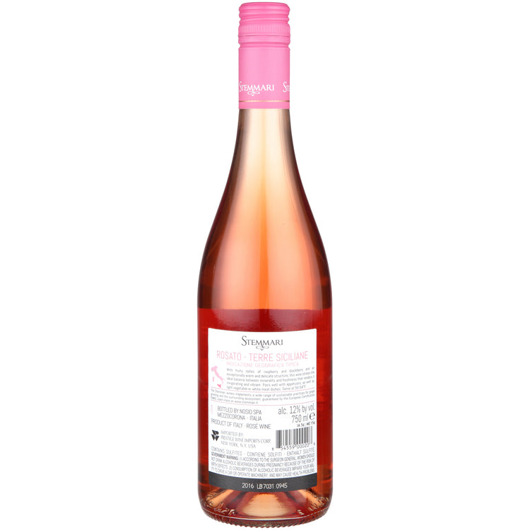 Stemmari Vino Rosato Terre Siciliane - 750ML - Back