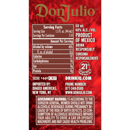 Don Julio Tequila Combo 1 Each Anejo, Blanco & Reposado 80 - 50ML - Back Label