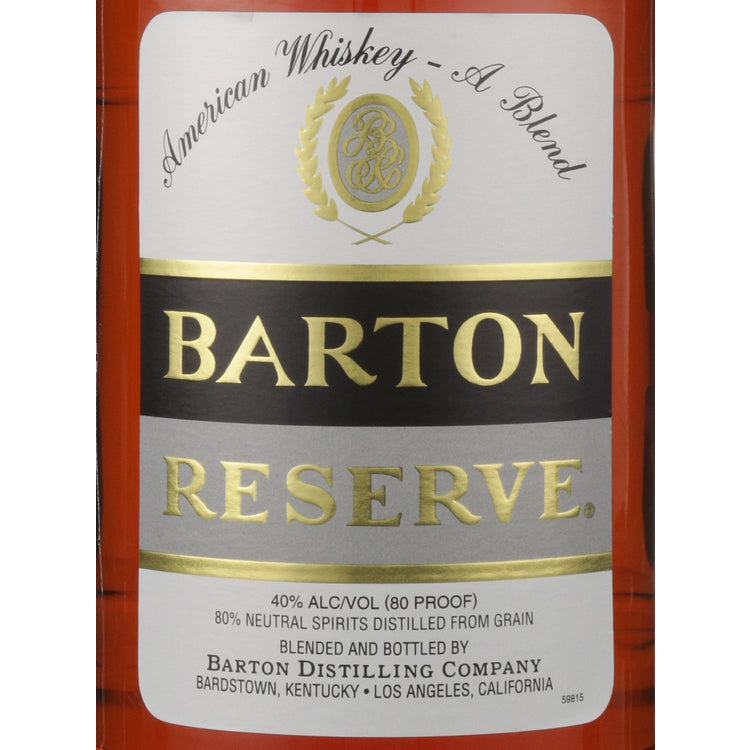 Barton Blended American Whiskey Reserve 80 - 1.75L - Front Label