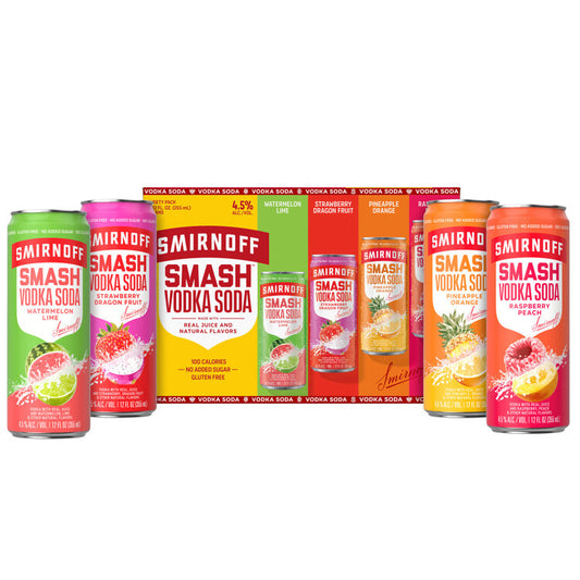 Smirnoff Smash Vodka Soda Cocktail Combo 2 Each Raspberry Peach, Pinea - 355ML