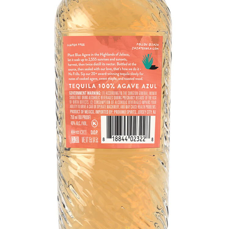 Jaja Tequila Reposado Small Batch 80 - 750ML - Back Label