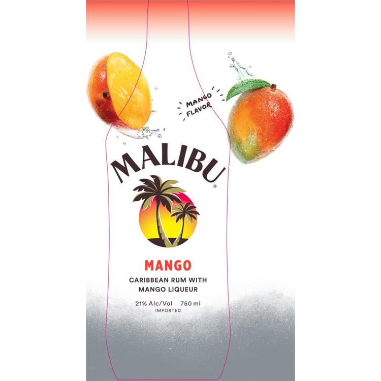 Malibu Mango Flavored Rum 42 - 750ML - Front Label