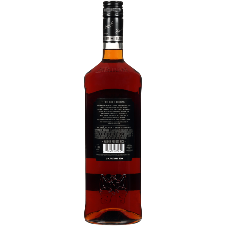 Bacardi Black Rum 80 - 1.0L - Back