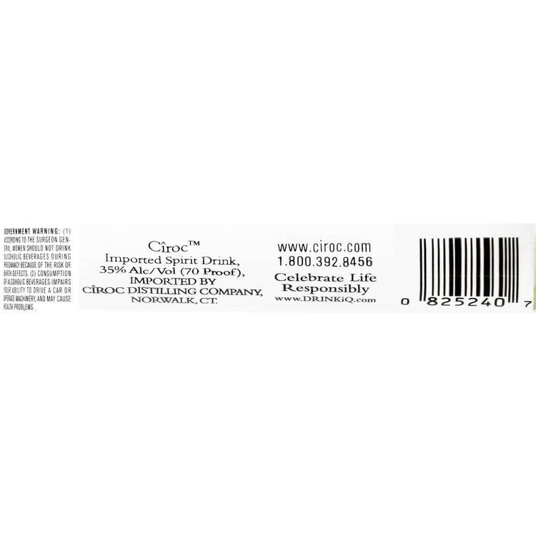 Ciroc Apple Flavored Vodka 70 - 50ML - Back Label