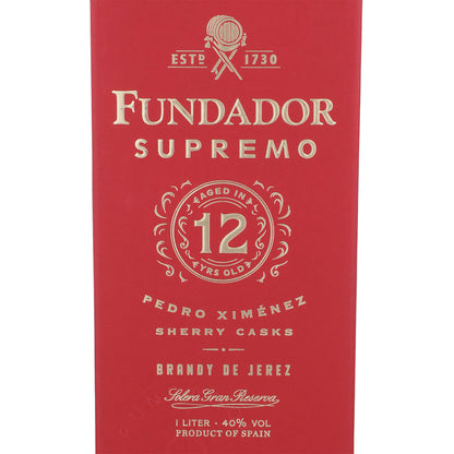 Fundador Brandy De Jerez Supremo Pedro Ximenez Sherry Casks Solera Gra - 1.0L