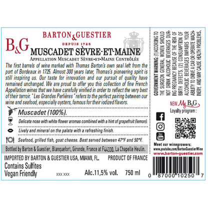Barton & Guestier Muscadet Sevre Et Maine Les Grandes Perlieres 2019 - 750ML - Back