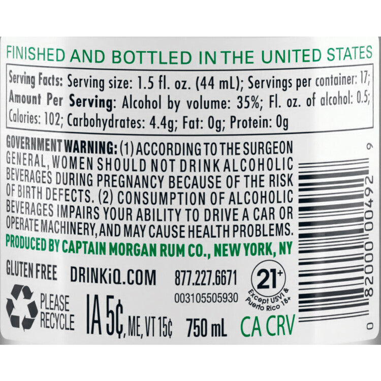 Captain Morgan Caribbean Pineapple Flavored Rum 70 - 750ML - Back Label
