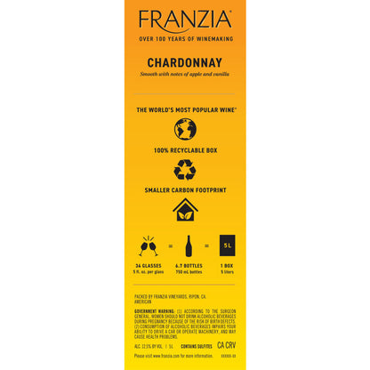Franzia Chardonnay South Eastern Australia - 5.0L - Back