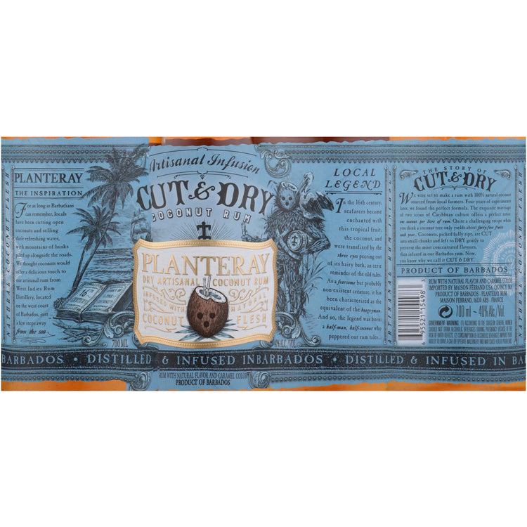 Planteray Coconut Flavored Rum Cut & Dry 80 - 700ML - Front Label