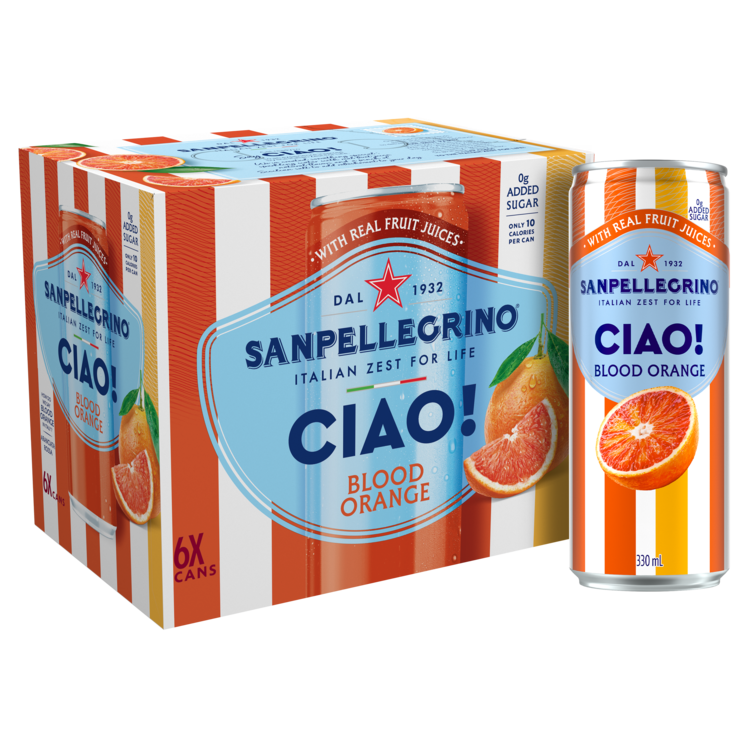 San Pellegrino Ciao! Blood Orange Soft Drink Beverage - 330ML - Front