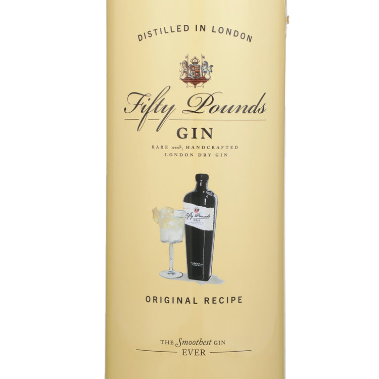 Fifty Pounds London Dry Gin Rare & Handcrafted 87 W/ Gift Tin - 750ML - Front Label