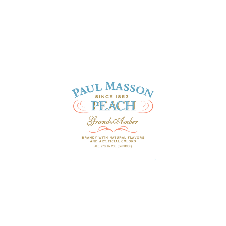 Paul Masson Peach Flavored Brandy Grande Amber 54 - 200ML - Front Label