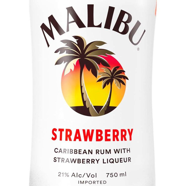 Malibu Strawberry Flavored Rum 42 - 750ML - Front Label