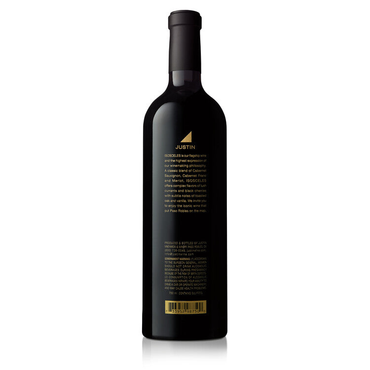Justin Red Wine Isosceles Paso Robles 2021 - 750ML - Back