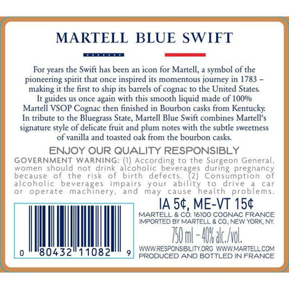 Martell Cognac Vsop Finished In Bourbon Casks Blue Swift 80 - 750ML