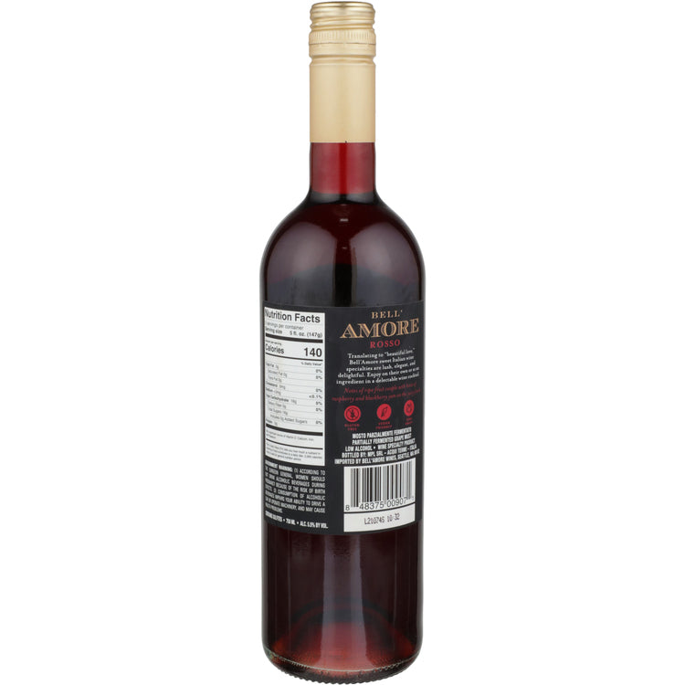 Bell'Amore Midnight Red Semi-Sweet Italy - 750ML - Back