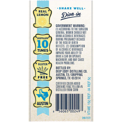 Deep Eddy Lemon Flavored Vodka 70 - 375ML - Back Label