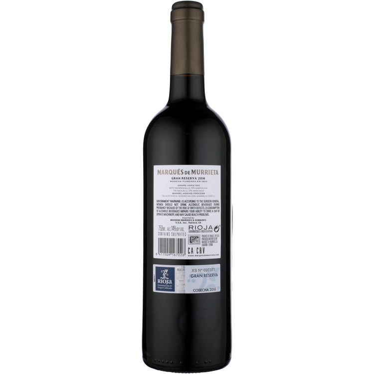 Marques De Murrieta Rioja Gran Reserva 2016 - 750ML - Back