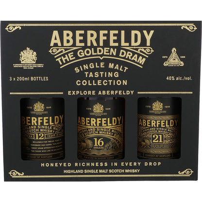 Aberfeldy Single Malt Scotch Combo 1 Each 12 Yr 80, 16 Yr 80 & 21 Yr 8 - 200ML