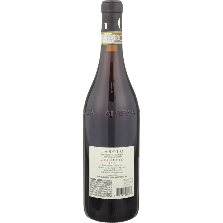 Garesio Barolo Gianetto 2016 - 750ML - Back
