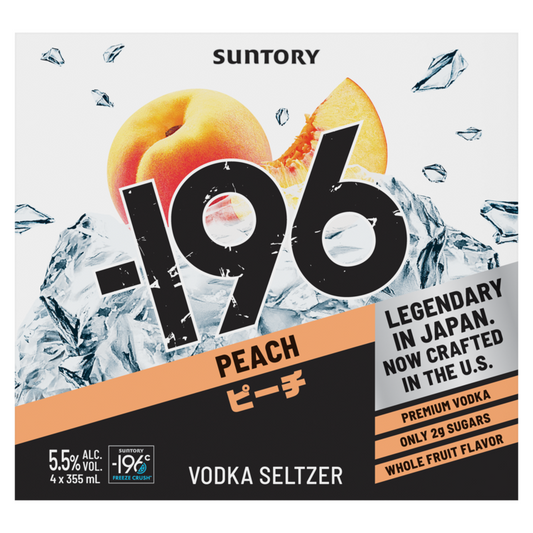 -196 Peach Vodka Seltzer Cocktail 11 - 355ML (Case) - Front