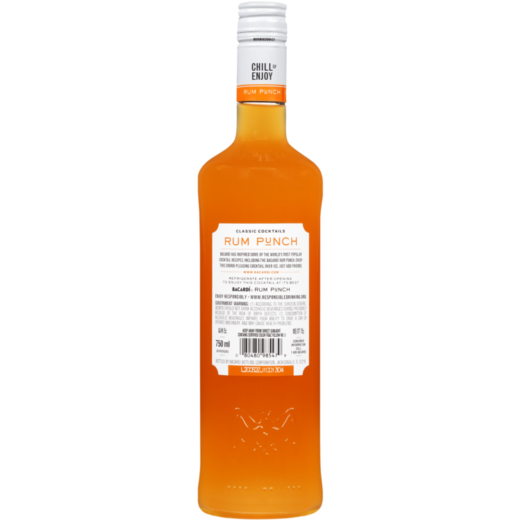 Bacardi Rum Punch Classic Cocktails 25 - 750ML - Back