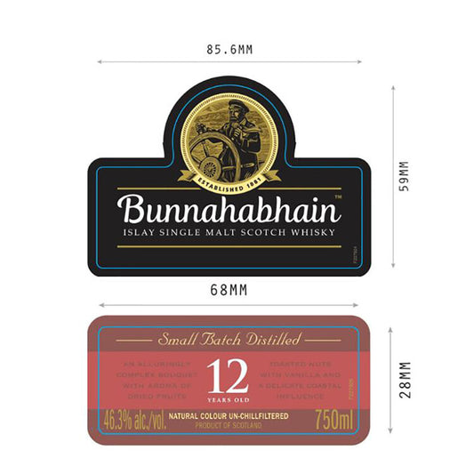 Bunnahabhain Single Malt Scotch 12 Yr 92.6 - 750ML - Front Label