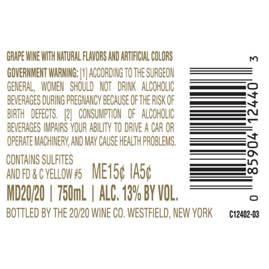 Md 20/20 Peaches & Cream Flavored Wine - 750ML - Back