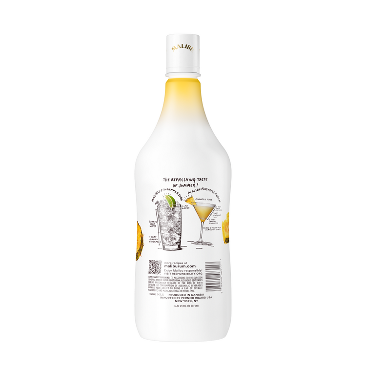Malibu Pineapple Flavored Rum 42 - 1.0L - Back