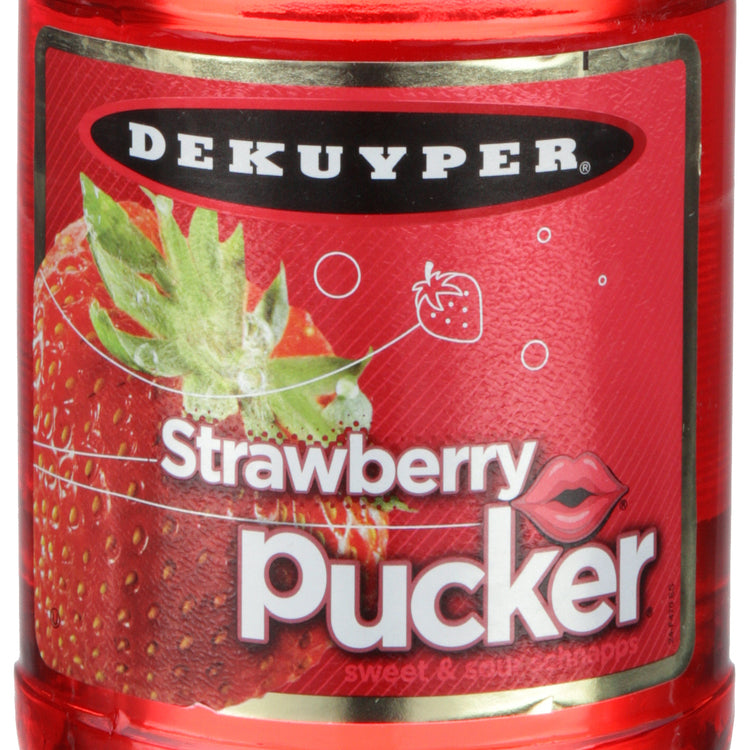 Dekuyper Sour Strawberry Schnapps Pucker 30 - 750ML - Front Label