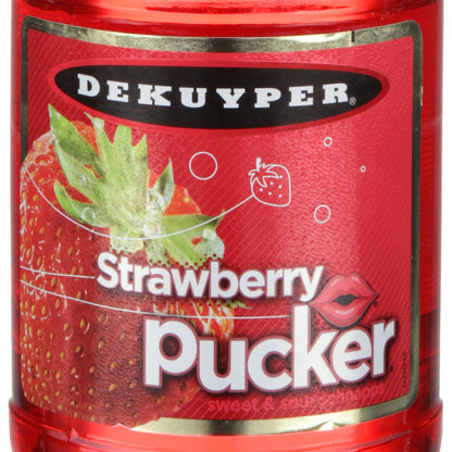 Dekuyper Sour Strawberry Schnapps Pucker 30 - 750ML - Front Label