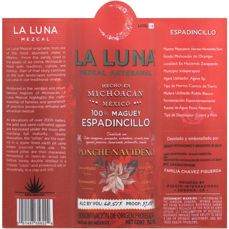 La Luna Mezcal Espadincillo Navideo 97.02 - 750ML - Front Label