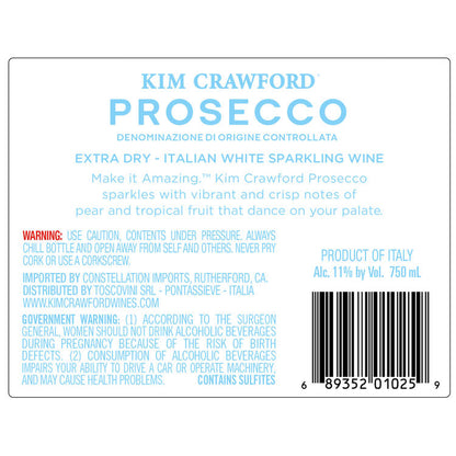 Kim Crawford Prosecco Extra Dry - 750ML - Back Label