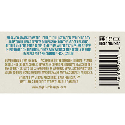 Mi Campo Tequila Blanco 80 - 1.0L - Back Label