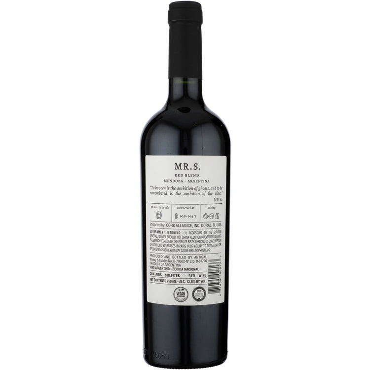 Mr. S. Red Blend Mendoza - 750ML - Back