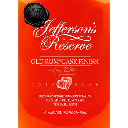 Jefferson's Straight Bourbon Reserve Old Rum Cask Finish 90.2 - 750ML - Front Label