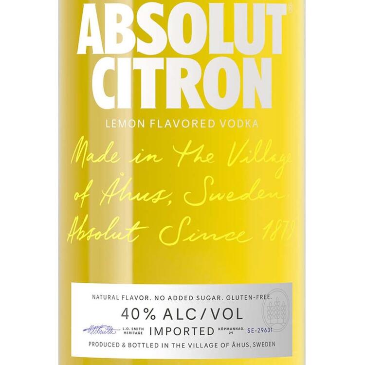 Absolut Lemon Flavored Vodka Citron 80 - 1.0L - Front Label