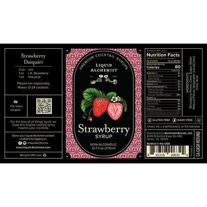 Liquid Alchemist Strawberry Syrup - 375ML - Front Label