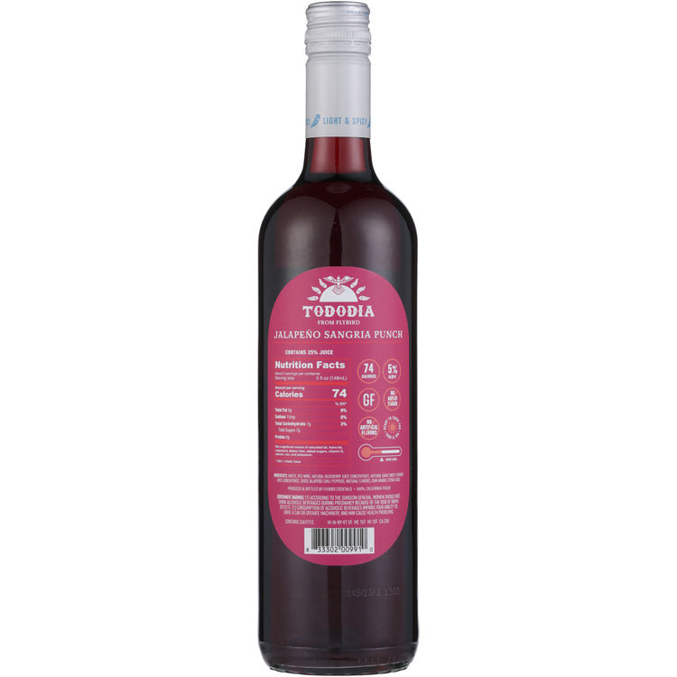 Tododia Jalapeno Sangria Punch Wine Based Cocktail - 750ML - Back