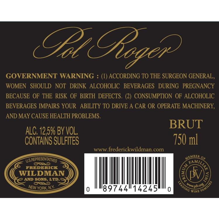 Pol Roger Champagne Brut Reserve W/ Gift Box - 750ML - Back Label