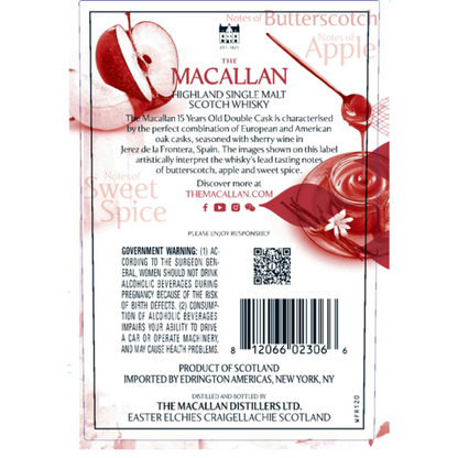 The Macallan Single Malt Scotch Double Cask 15 Yr 86 - 750ML - Back Label