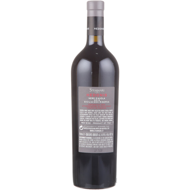 Stemmari Sicilia Rosso Hedonis - 750ML - Back