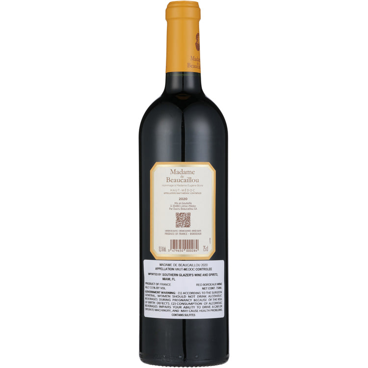 Madame De Beaucaillou Haut Medoc 2020 - 750ML - Back