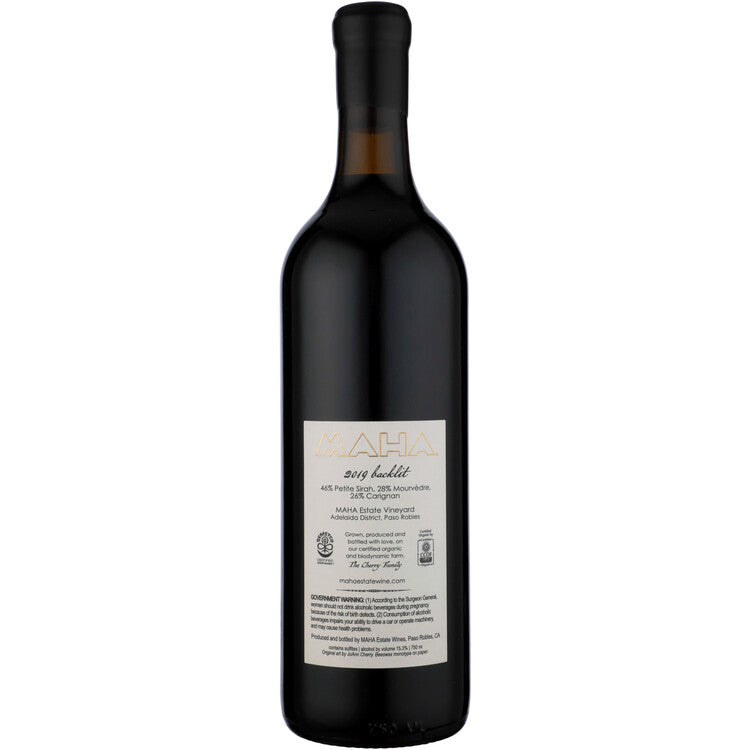 Maha Red Wine Backlit Maha Estate Vineyard Adelaida District Paso Robl - 750ML - Back