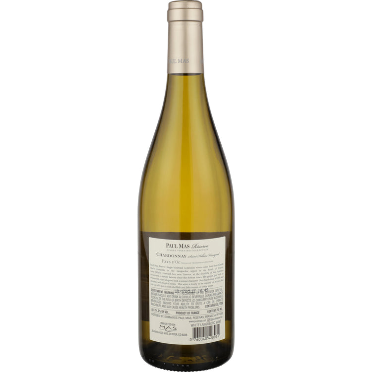 Paul Mas Reserve Chardonnay Reserve Saint Hilaire Vineyard Pays D'Oc 2 - 750ML - Back