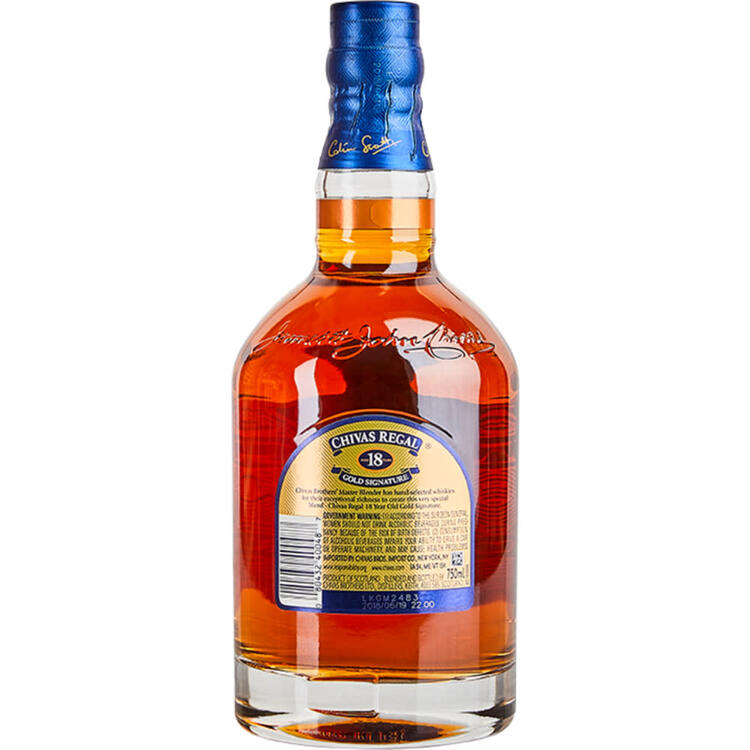 Chivas Regal Blended Scotch Gold Signature 18 Yr 80 - 750ML - Back
